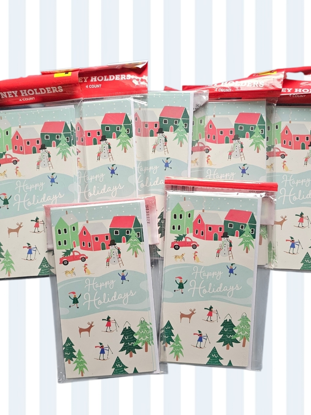 28 Holiday Village Money Holders And Envelopes- Happy Holidays